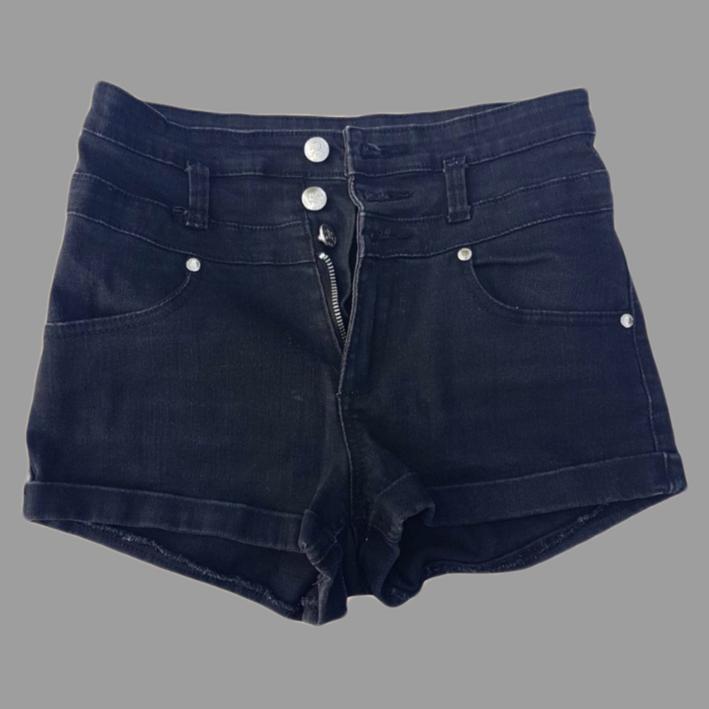 Living Dead Souls Black Denim High-waisted Short Shorts